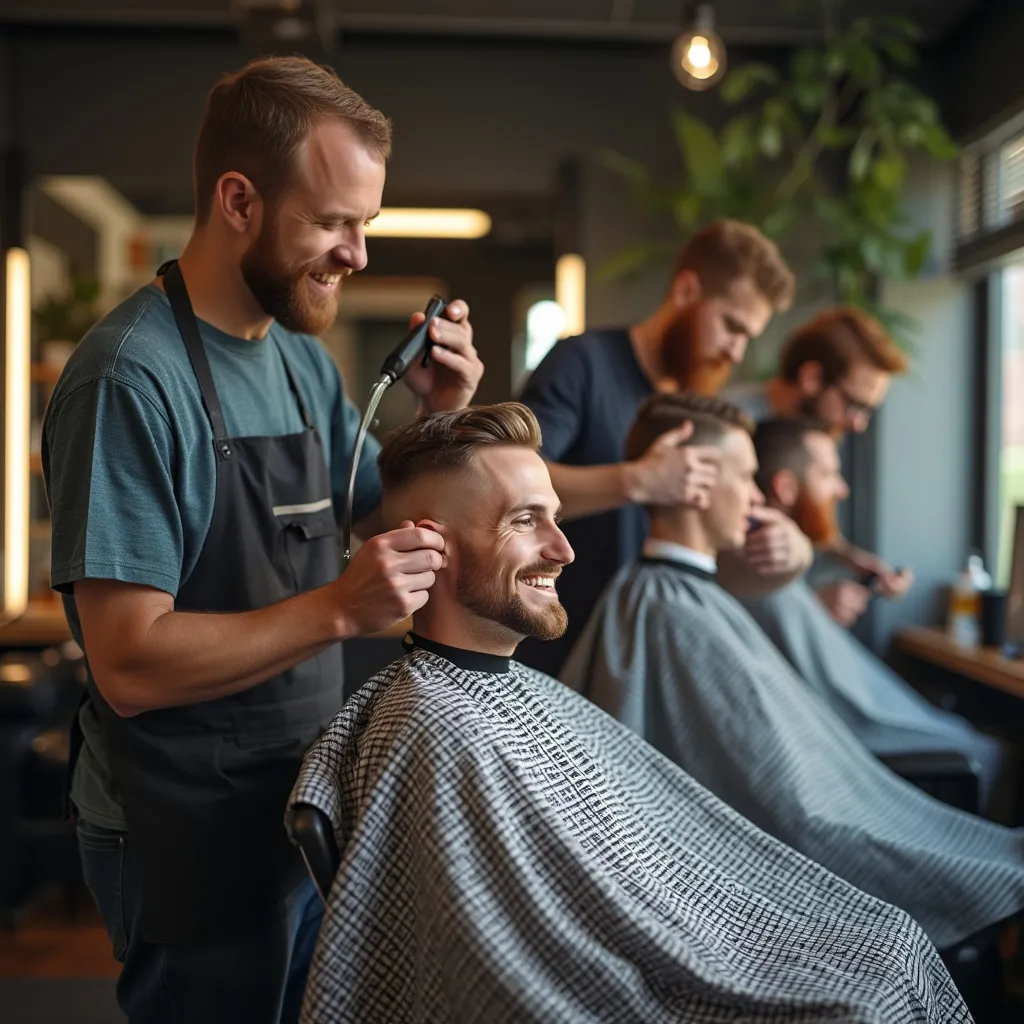 Clientes diversos en la barbería
